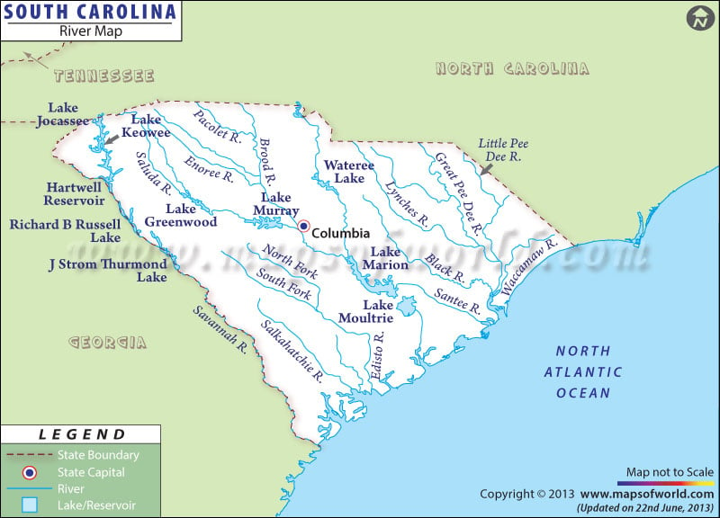 South Carolina Rivers Map Rivers In South Carolina