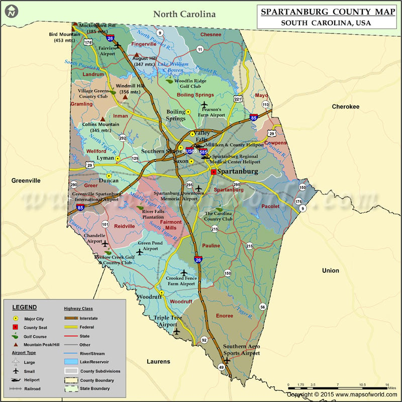 Spartanburg County Map South Carolina