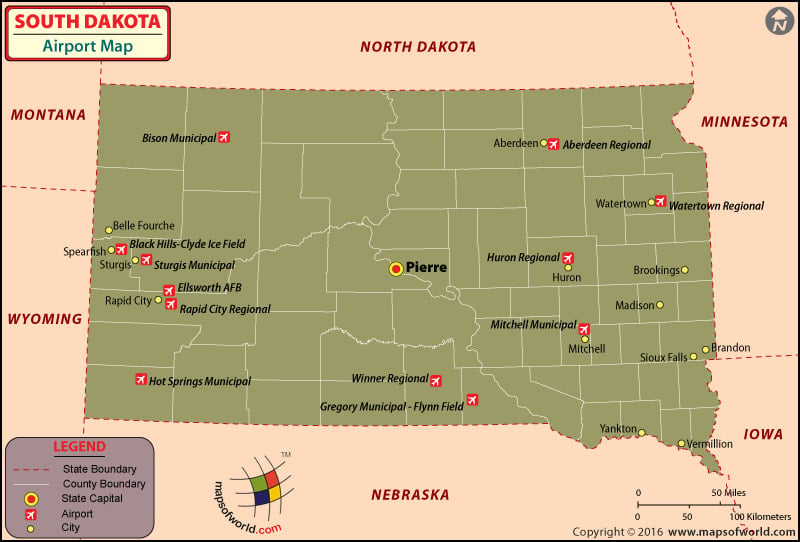 Airports In South Dakota South Dakota Airports Map