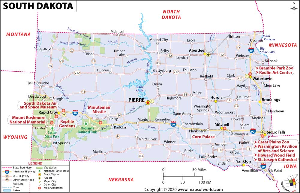 South Dakota Map Map Of South Dakota Sd Map