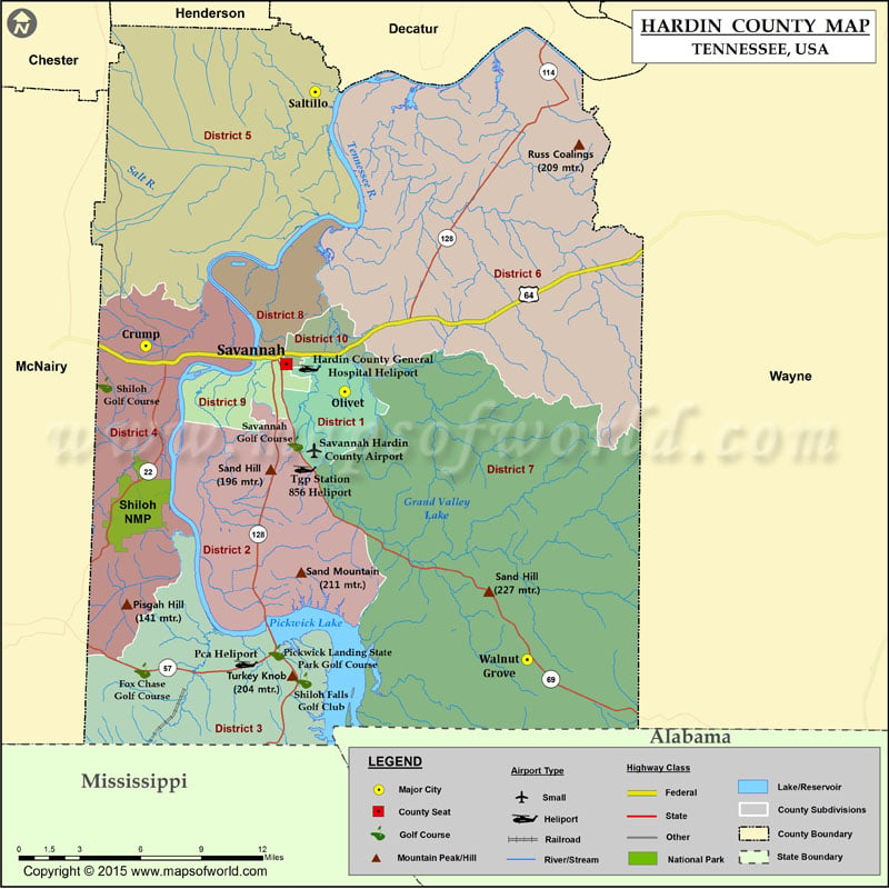 Hardin County Map Tn Map Of Hardin County Tennessee