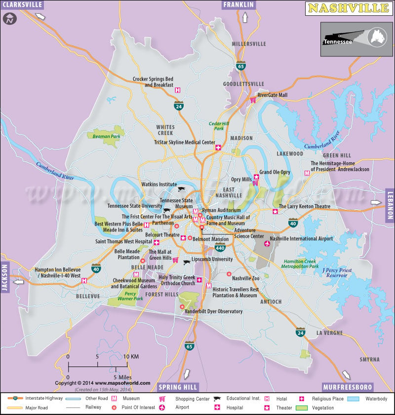 Nashville Map The Capital Of Tennessee City Map Of Nashville