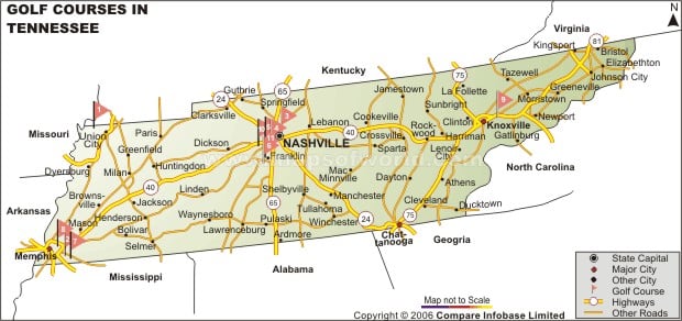 Tennessee Golf Courses Map