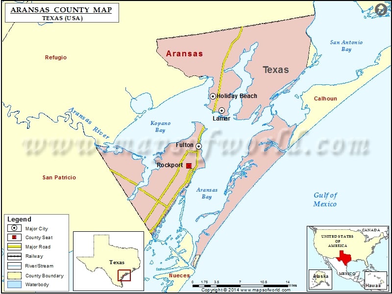 Aransas County Map, Texas