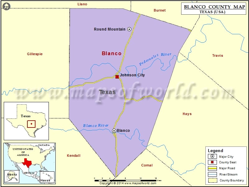 Blanco County Map, Texas