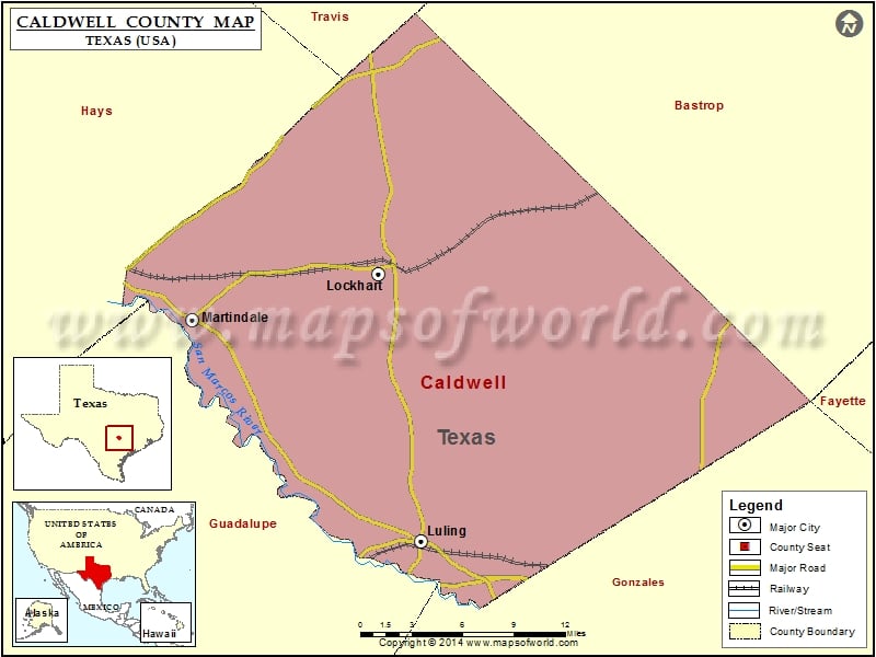 Caldwell County Map, Texas