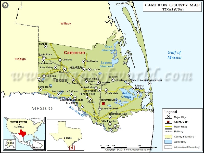 Cameron County Map, Texas