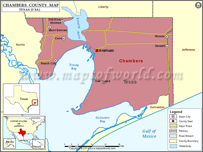 Chambers County Map, Texas