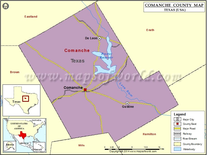 Comanche County Map, Texas