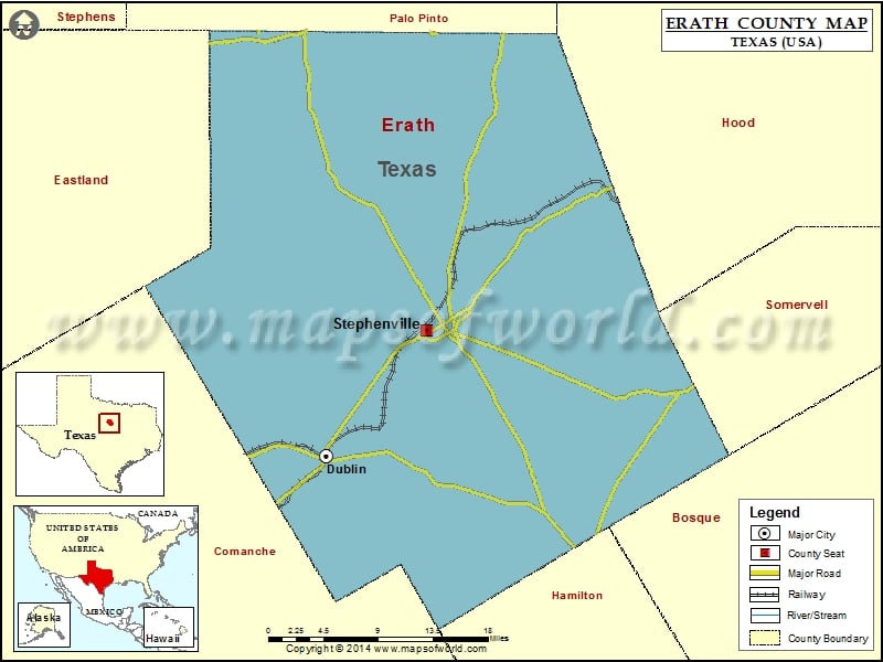 Erath County Map, Texas