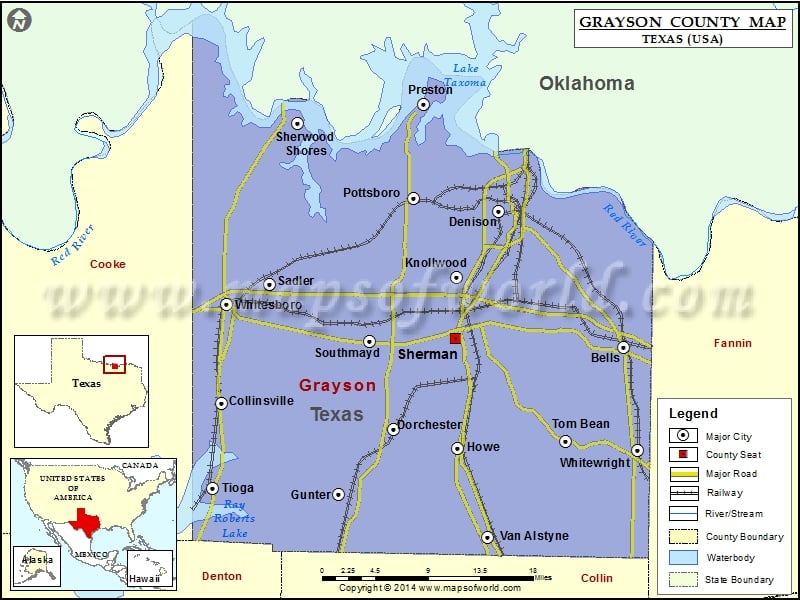 Grayson County Map, Texas