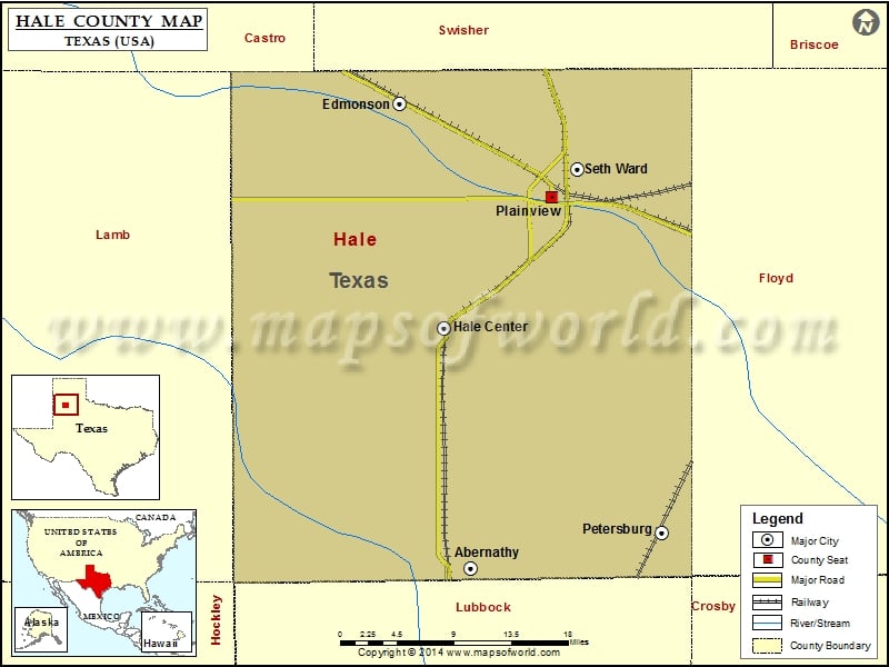 Hale County Map, Texas