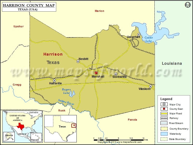 Harrison County Map, Texas