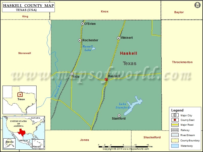 Haskell County Map, Texas