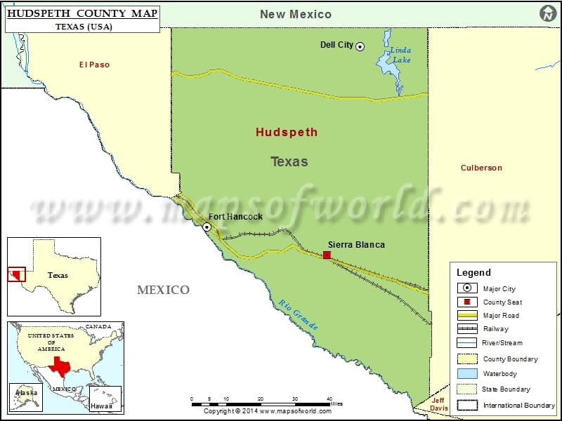 Hudspeth County Map, Texas