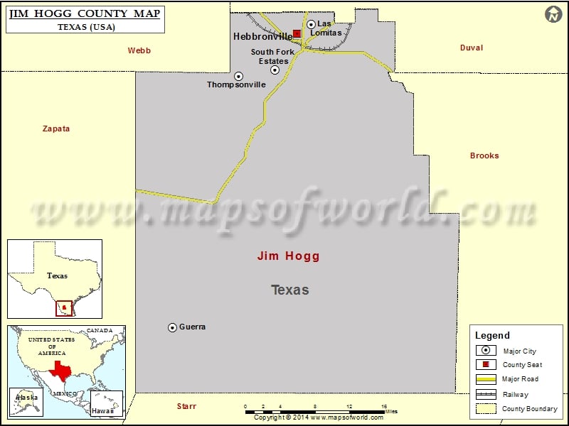 Jim Hogg County Map, Texas