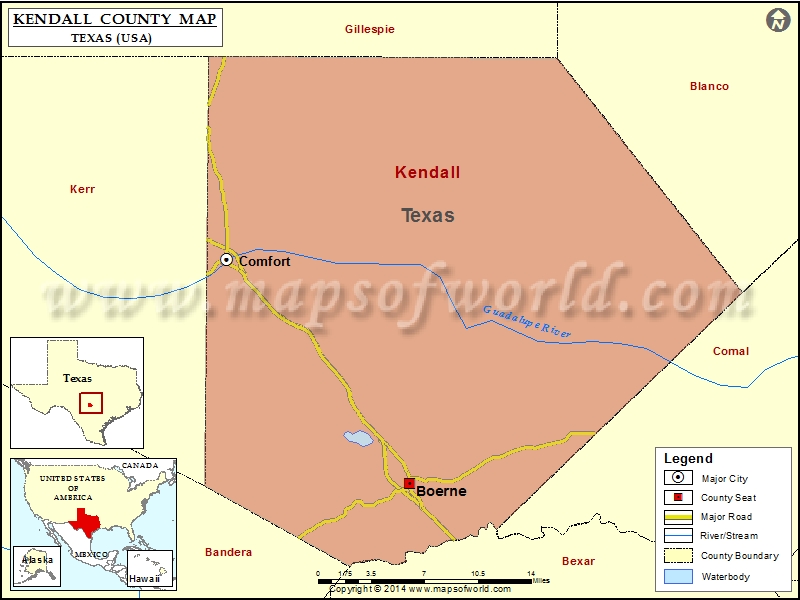 Kendall County Map, Texas