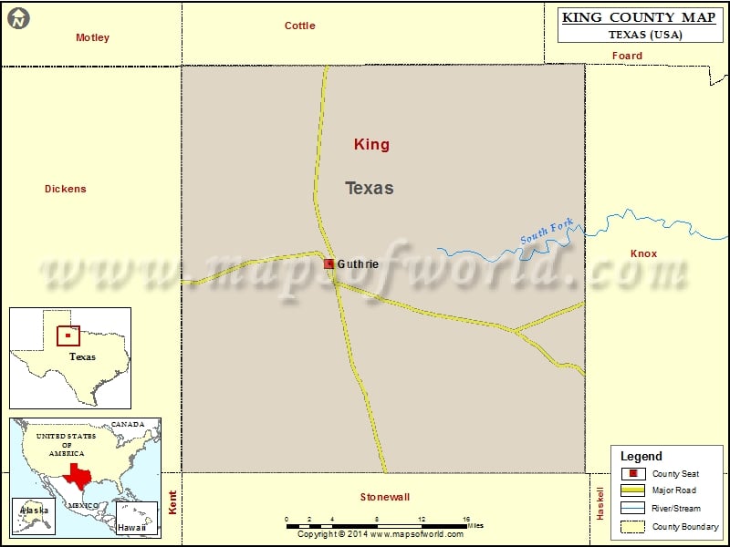 King County Map, Texas