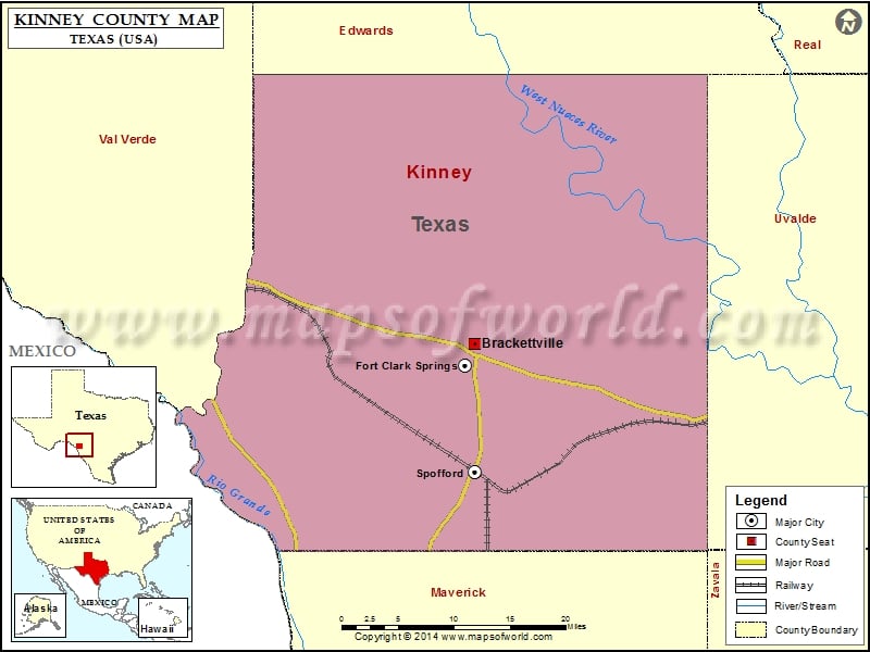 Kinney County Map, Texas