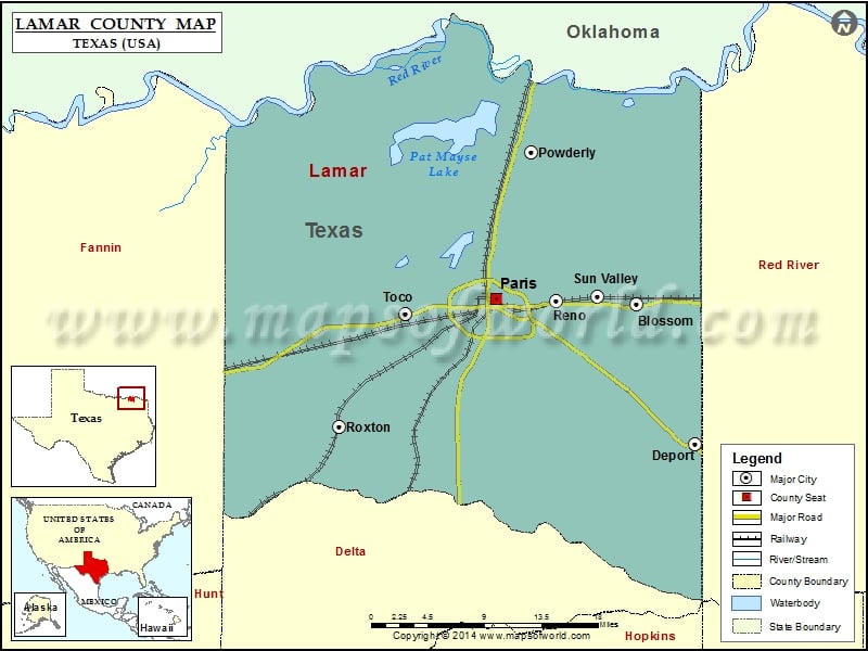 Lamar County Map | Map of Lamar County, Texas