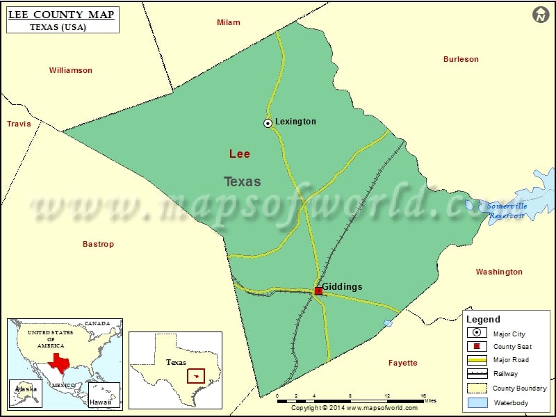 Lee County Map, Texas