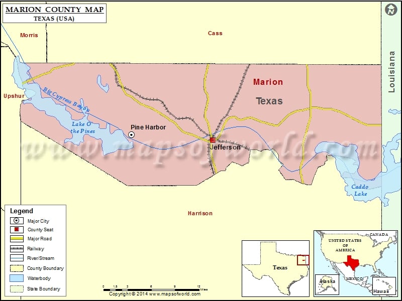 Marion County Map, Texas