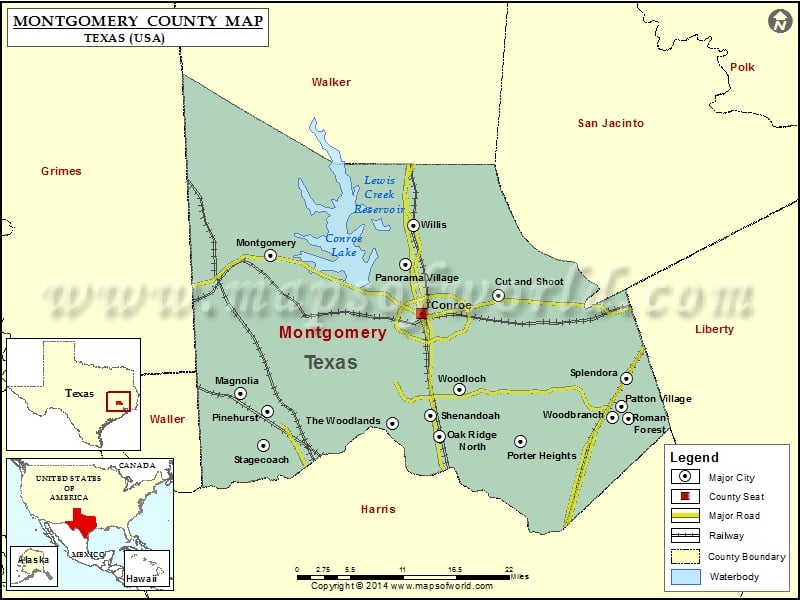 Montgomery County Map Map Of Montgomery County Texas