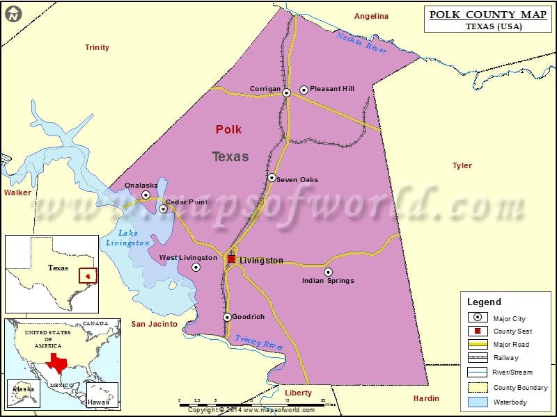 Polk County Map, Texas