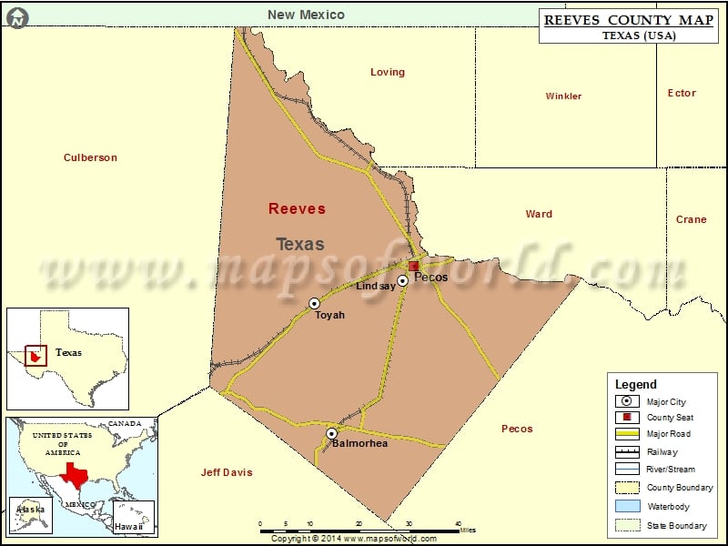 Reeves County Map, Texas