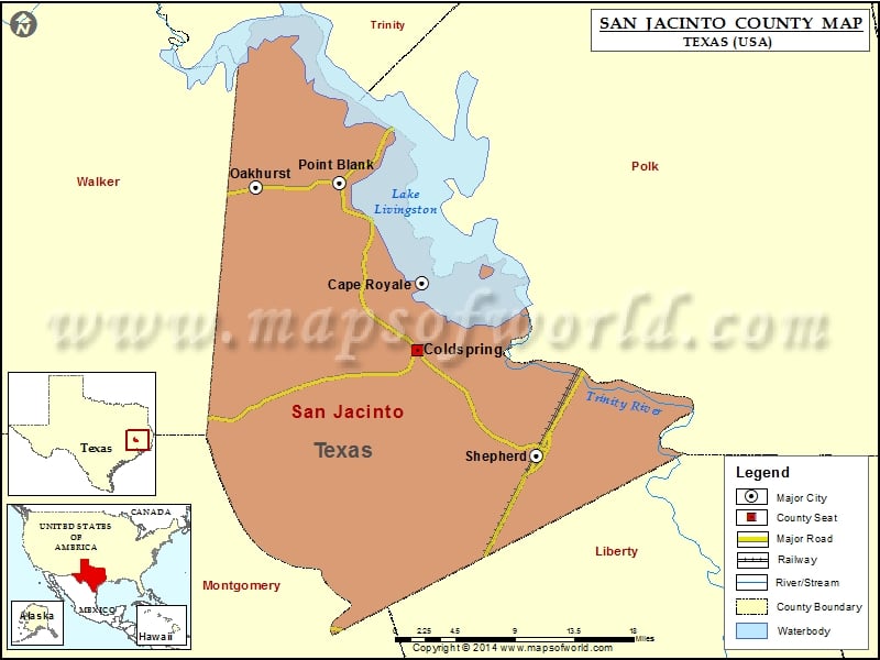 San Jacinto County Map, Texas
