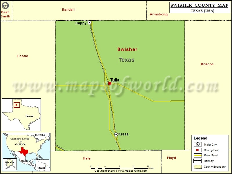 Swisher County Map, Texas