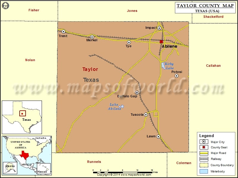 Taylor County Map, Texas