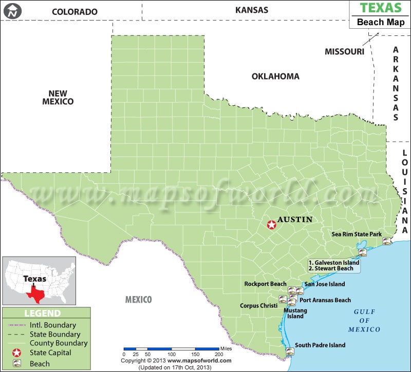 Map of Texas Beaches