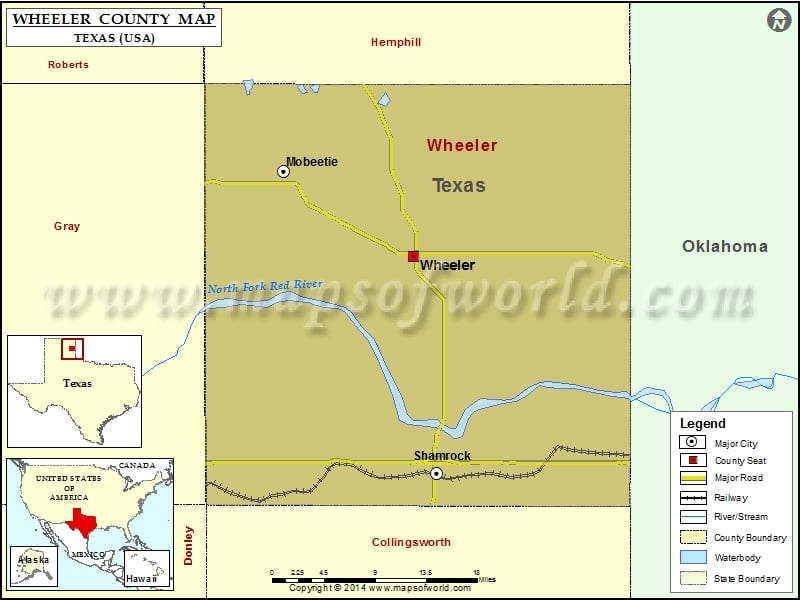 Wheeler County Map, Texas