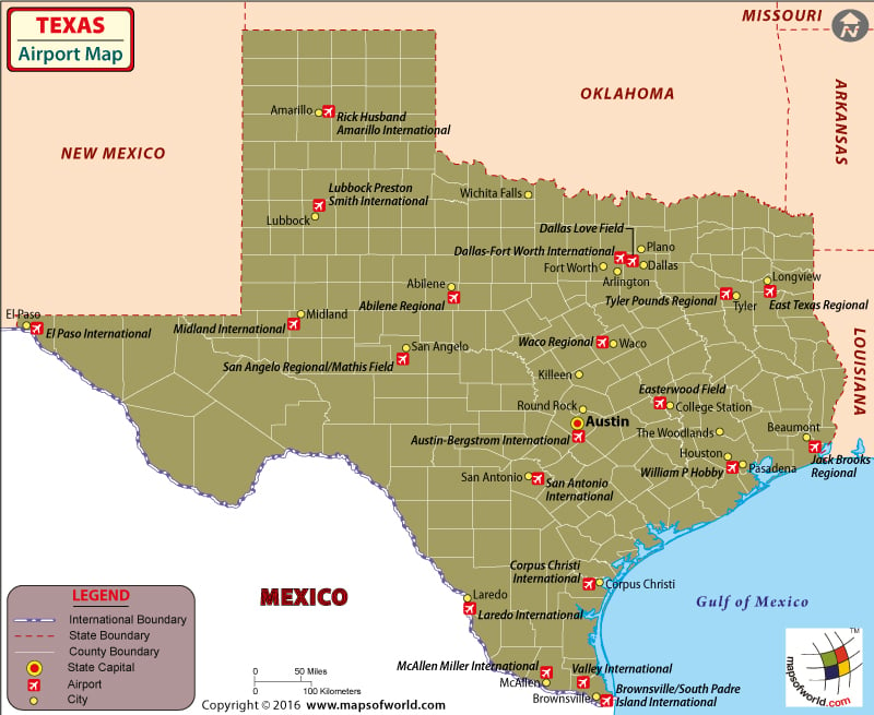 Texas Airports Map Airports In Texas