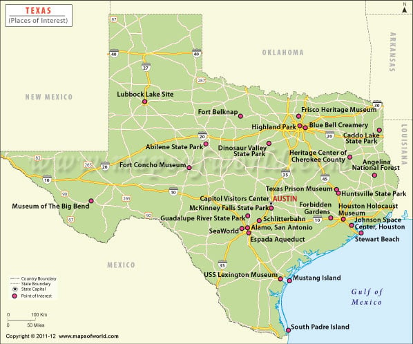 Texas Travel Map Texas Tourist Map
