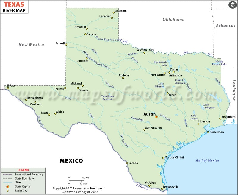 Texas Rivers Map Rivers In Texas