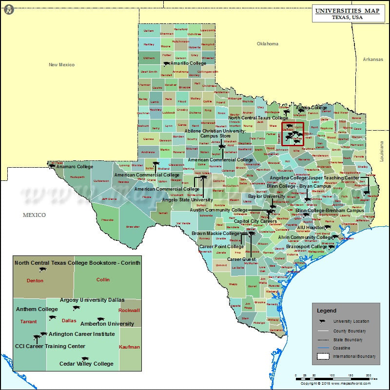 Map Of Colleges In Texas