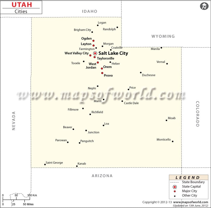 Cities In Utah Utah Cities Map