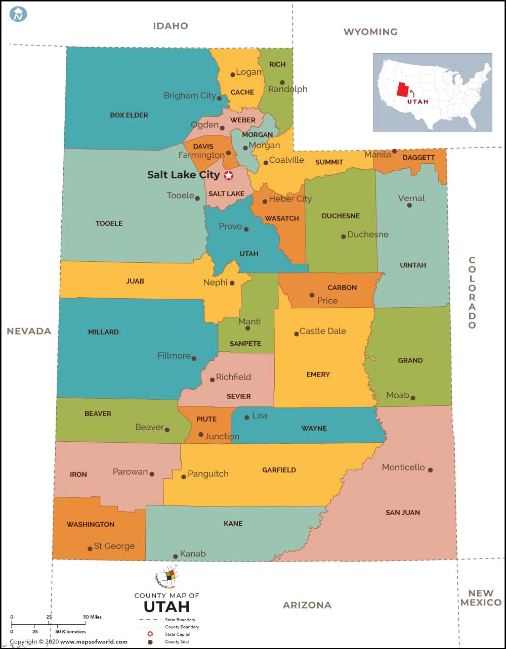 Utah Map Map Of Utah State Usa