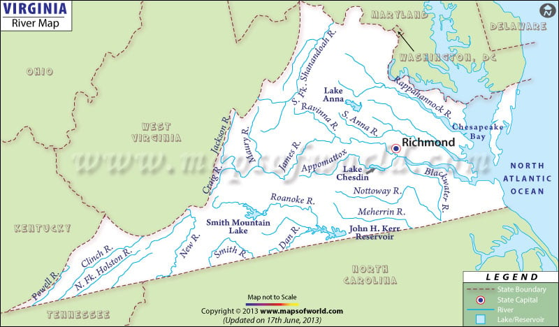 Rivers In Virginia Virginia Rivers Map