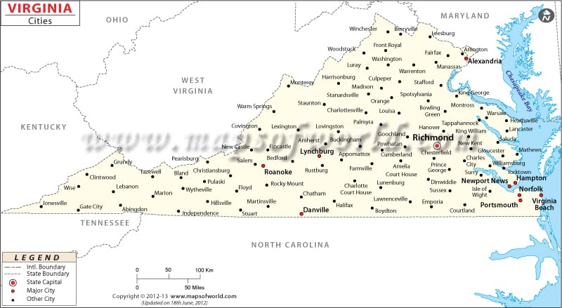 Cities In Virginia Virginia Cities Map