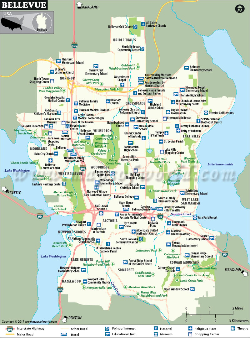 Bellevue City Map Washington
