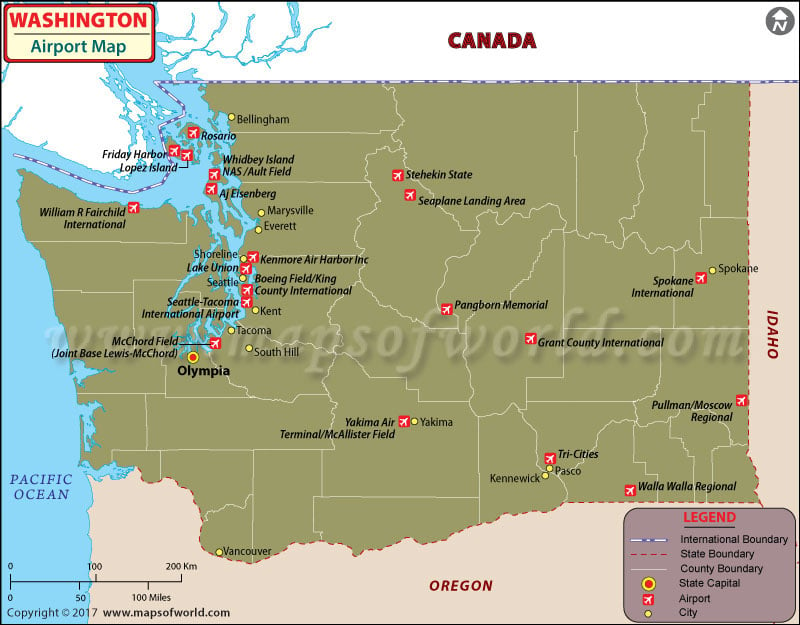 Airports In Washington State Washington Airports Map