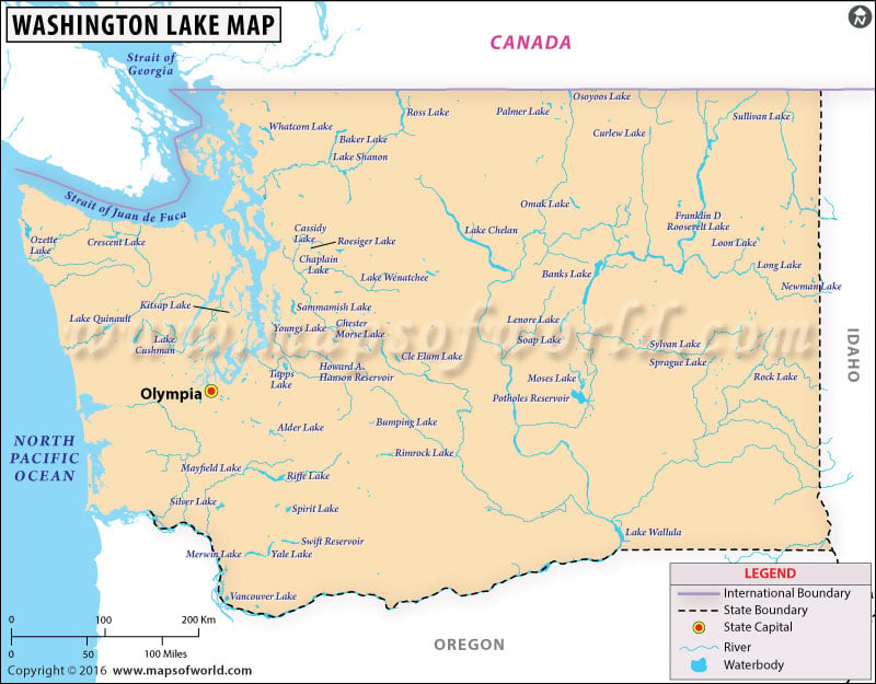 Washington Lakes Map Lakes In Washington State