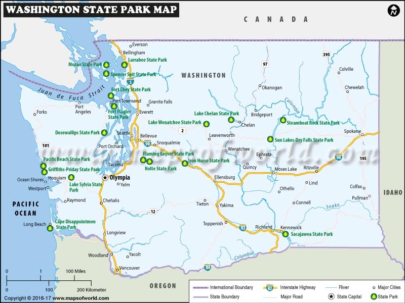 Washington State Parks Map List Of Washington State Parks
