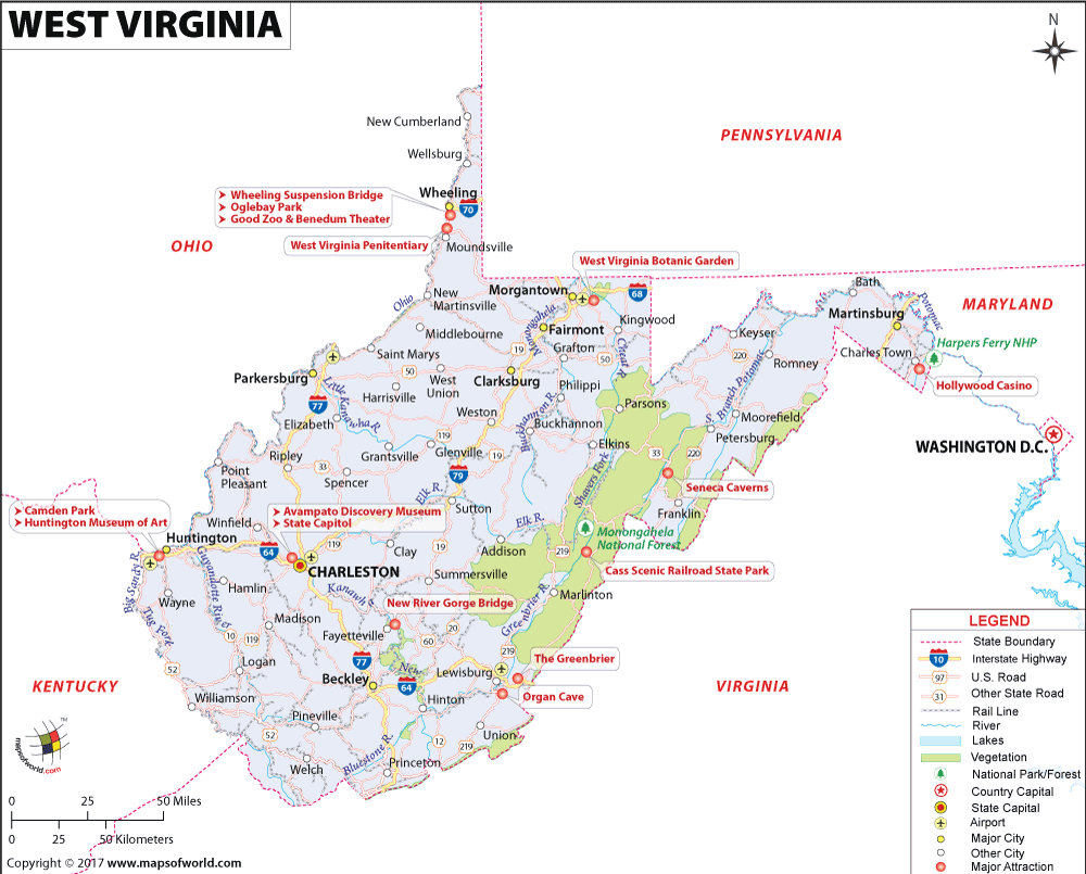 West Virginia Map Map Of West Virginia Wv Map