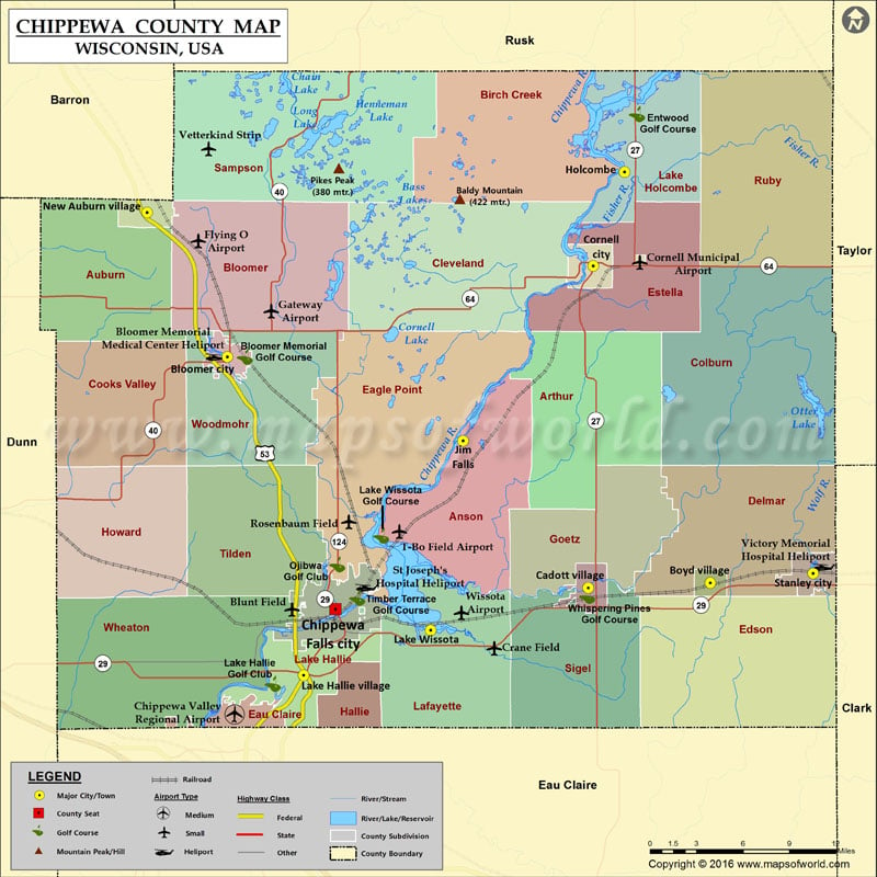 Chippewa County Map Wisconsin