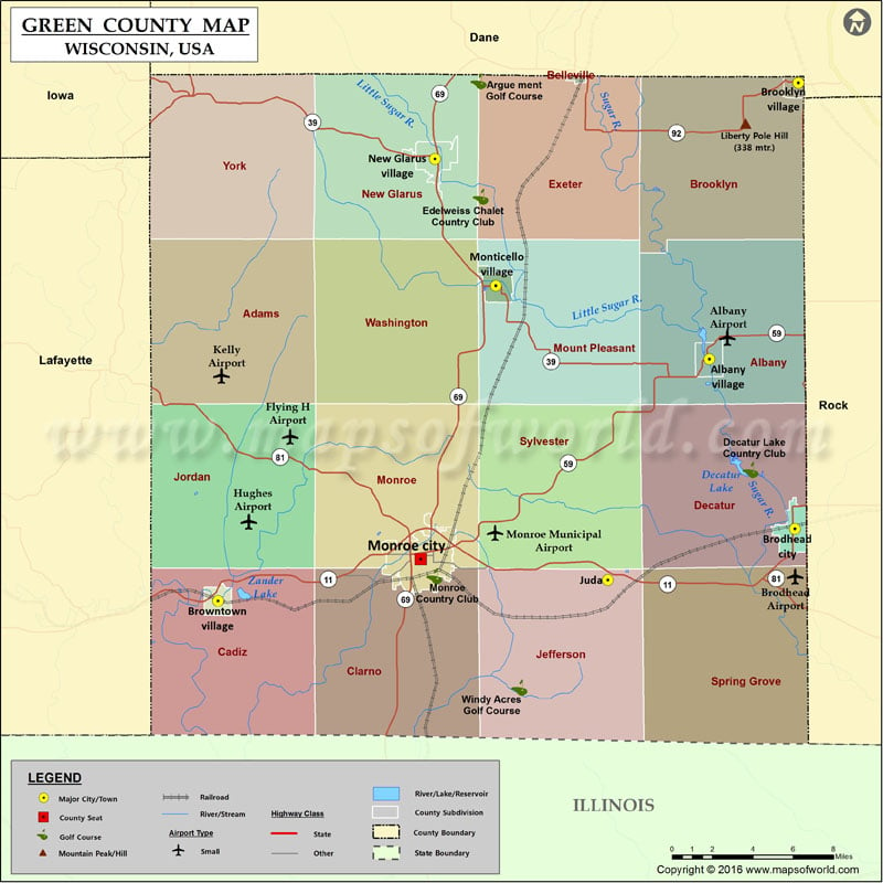 Green County Map for free download