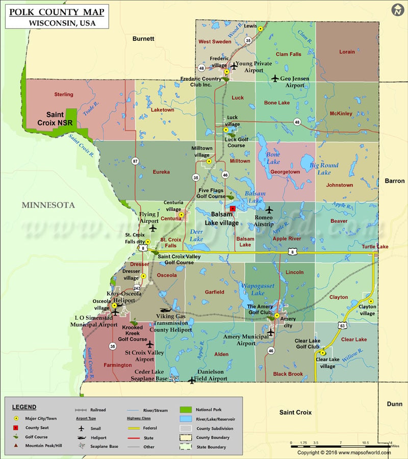 Polk County Map Wisconsin